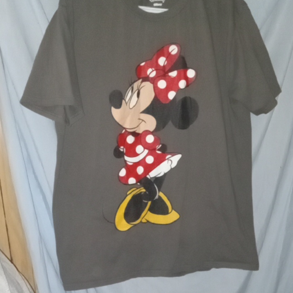 SOLD isney Minnie Mouse Charcoal T-Shirt with Red and Yellow Accents Port Compan